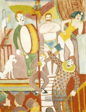  Macke Malerei - Curcus Bild II Paar Athleten Clown und Affe August Macke
